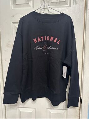 Xersion Black Crewneck Sweatshirt with Red Embroidered Logo